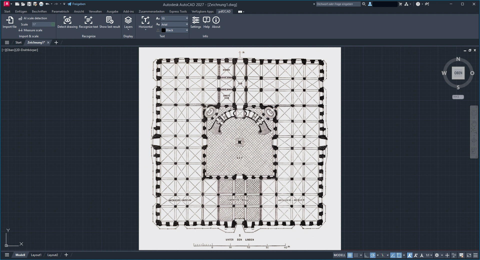 El plano importado en AutoCAD