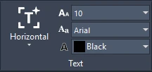 Grupo Text de la cinta con tamaño de fuente, fuente y color