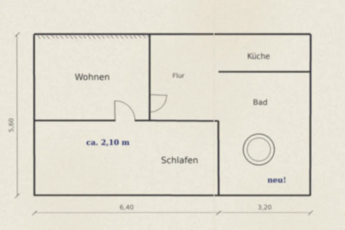 Gescannter Grundriss als Rasterbild – nur Pixel, nicht bearbeitbar