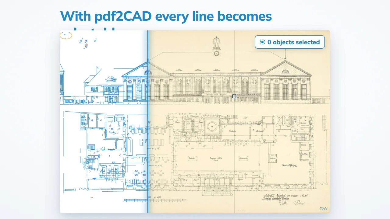 Disegno scansionato in AutoCAD: con pdf2CAD ogni linea diventa selezionabile